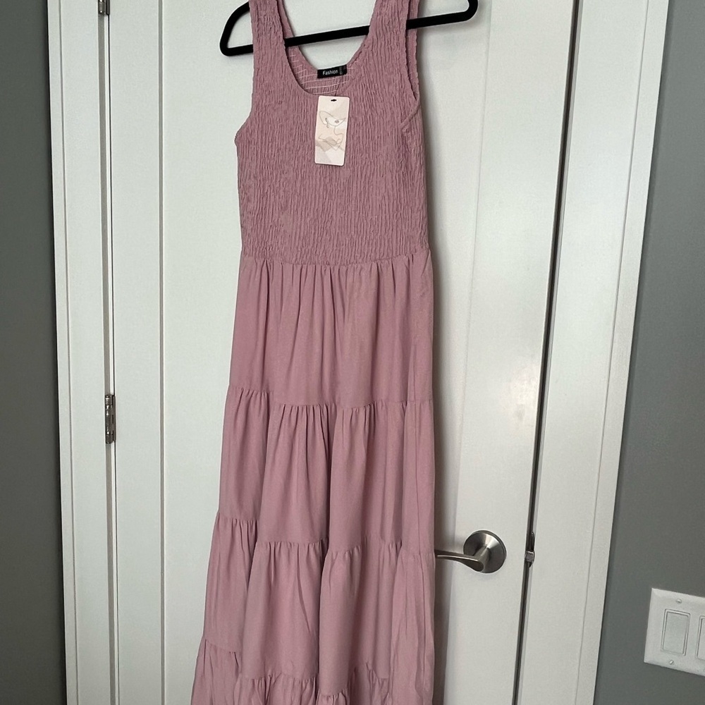 Fashion to Figure Mauve Pink Tiered Maxi Dress